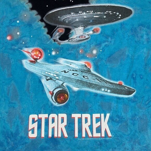Vintage 1999 Y2K Star Trek Tie Dye graphic Tshirt, size L - Picture 3 of 5